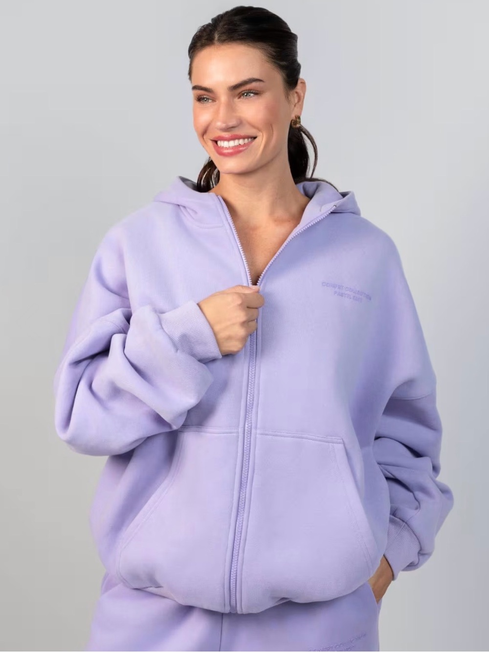 Comfrt Pastel Zip Hoodie Sweatshirt